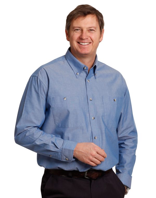 Mens w/f chambray shirt L/S - Image 2