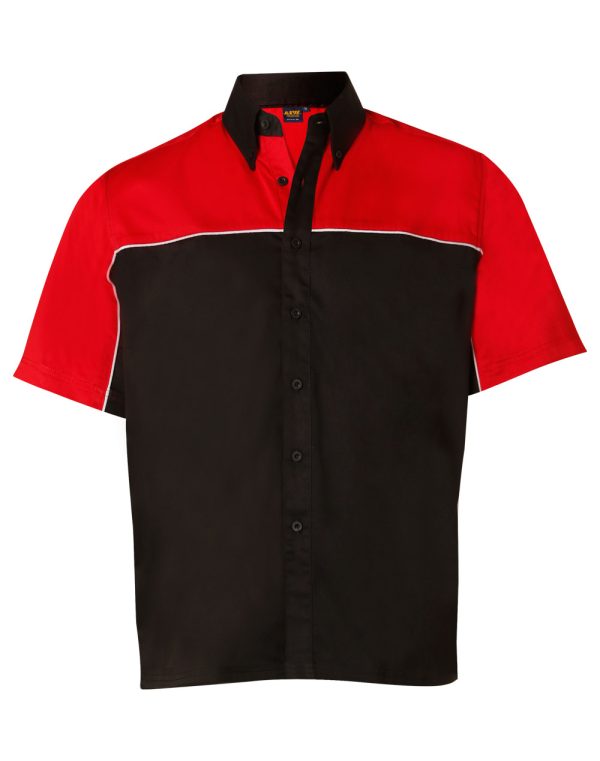 Men's tri-color poly/cotton twill shirt white piping - Image 3
