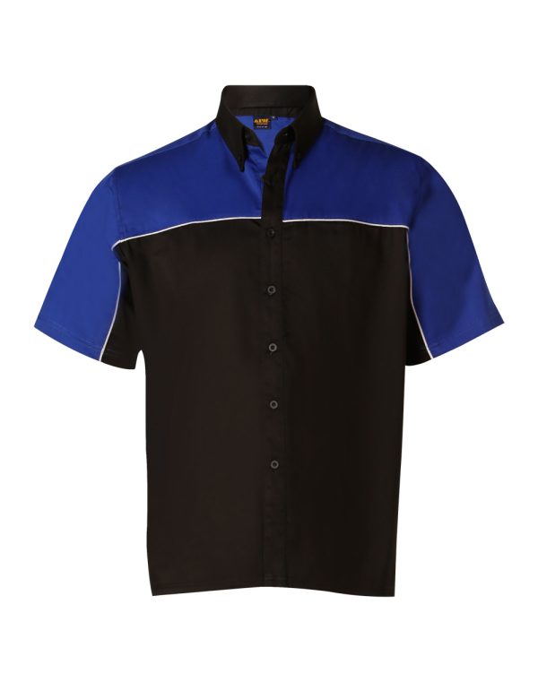Men's tri-color poly/cotton twill shirt white piping - Image 4