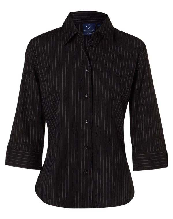 Ladies' 3/4 Sleeve Stretch Stripe Shirt - Image 3