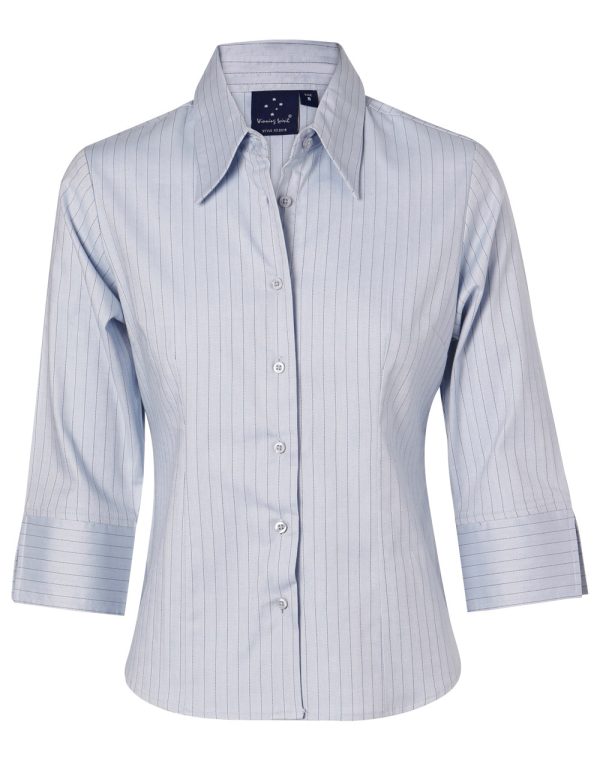 Ladies' 3/4 Sleeve Stretch Stripe Shirt - Image 4