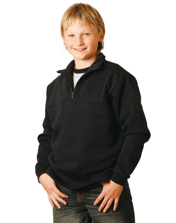 Kid's 1/2 zip collar fleecy sweat