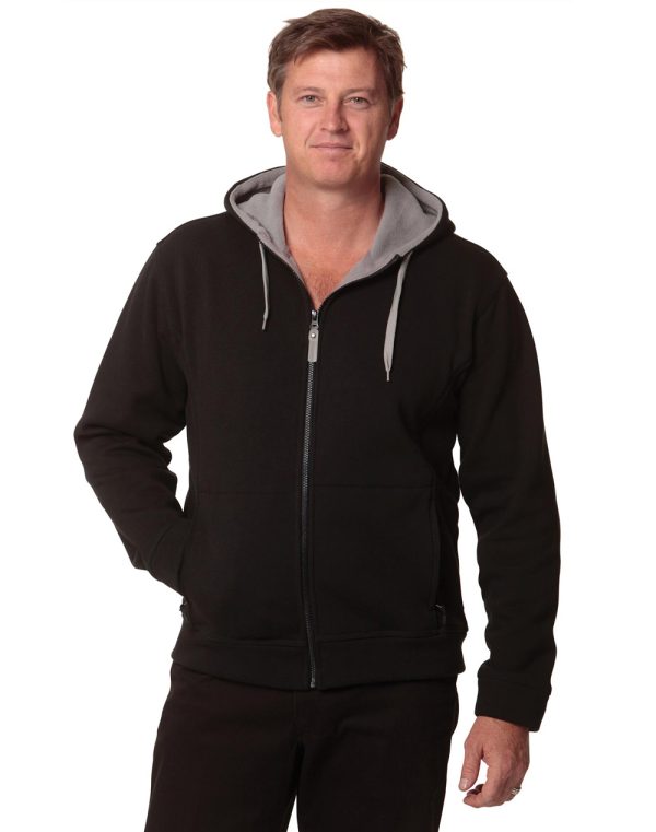 Men's Full Zip Contrast Fleece Hoodie