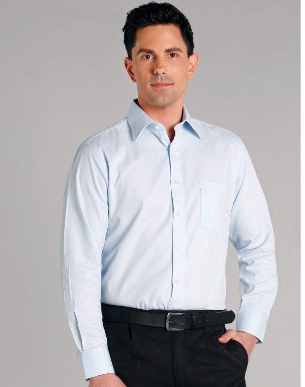 Men's Mini Herringbone Long Sleeve Shirt
