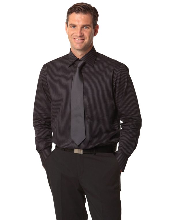 Men's Dobby Stripe Long Sleeve Shirt