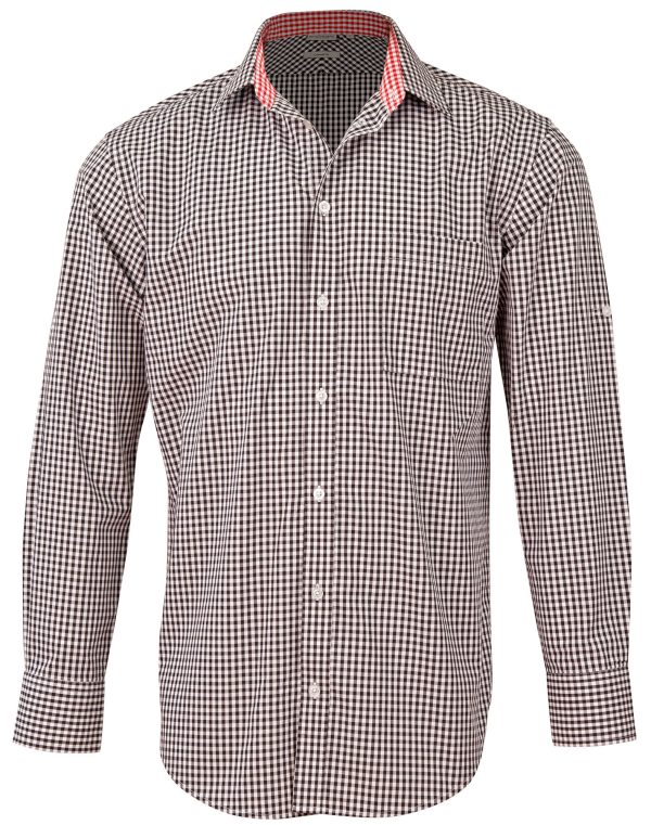 Men's Gingham Check Roll-up L/S Shirt - Image 3