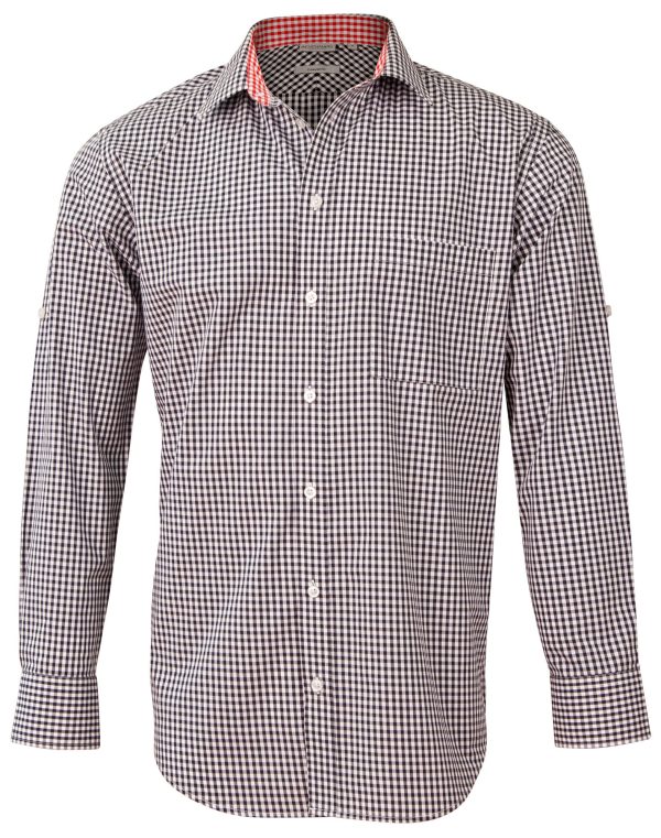 Men's Gingham Check Roll-up L/S Shirt - Image 4