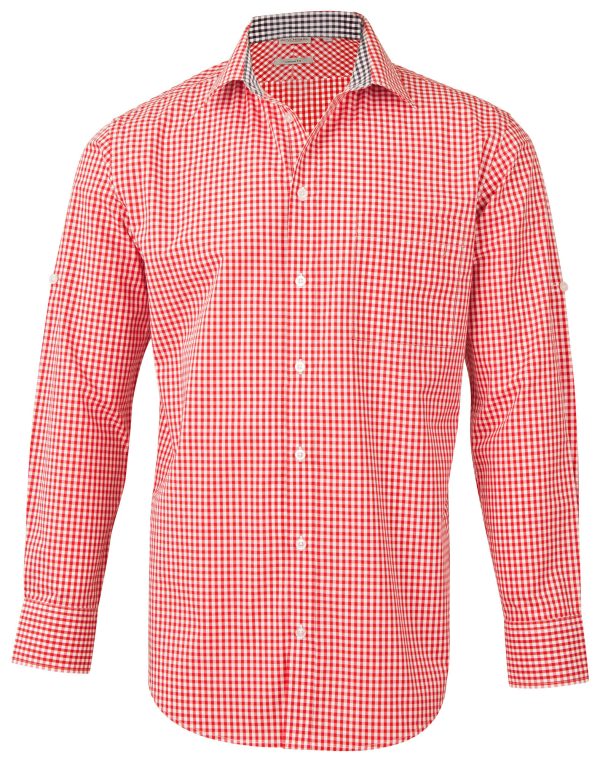Men's Gingham Check Roll-up L/S Shirt - Image 5