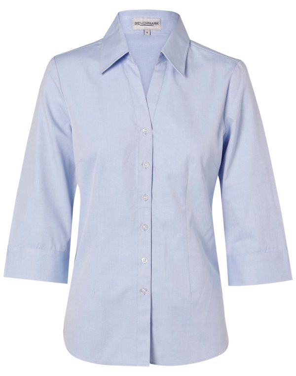 Women's Fine Chambray 3/4 Sleeve Shirt - Image 3