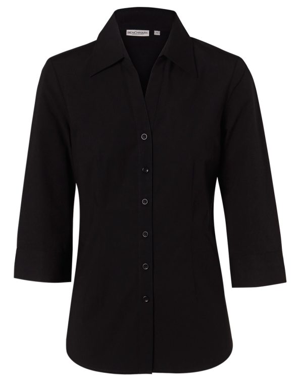 Women's Cotton/Poly Stretch 3/4 Sleeve Shirt - Image 3