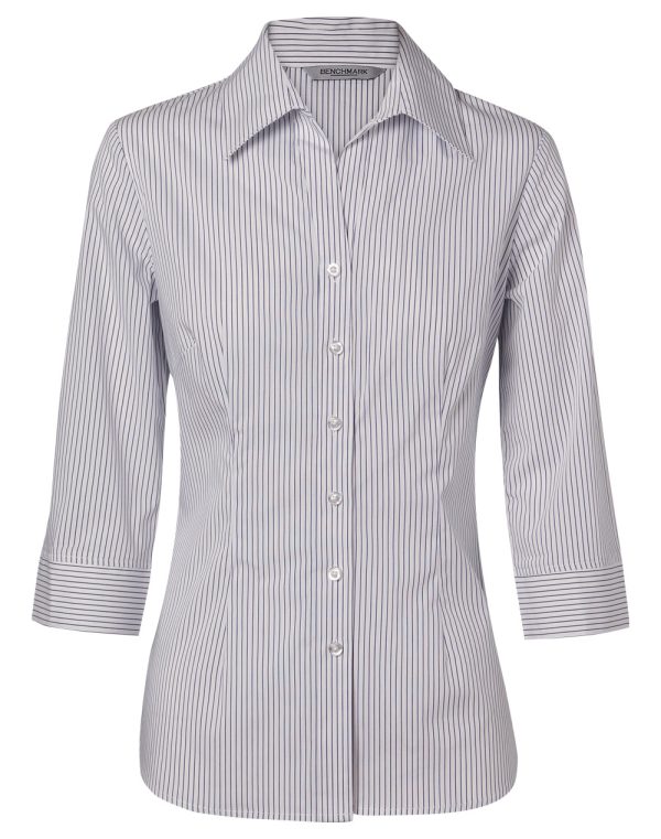 Women's Ticking Stripe 3/4 Sleeve Shirt - Image 4
