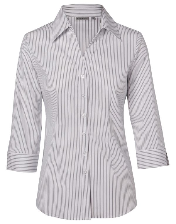 Women's Ticking Stripe 3/4 Sleeve Shirt - Image 5