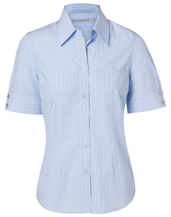 Women's Pin Stripe Short Sleeve Shirt - Image 3