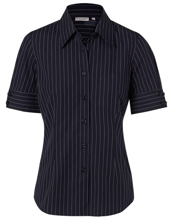 Women's Pin Stripe Short Sleeve Shirt - Image 4