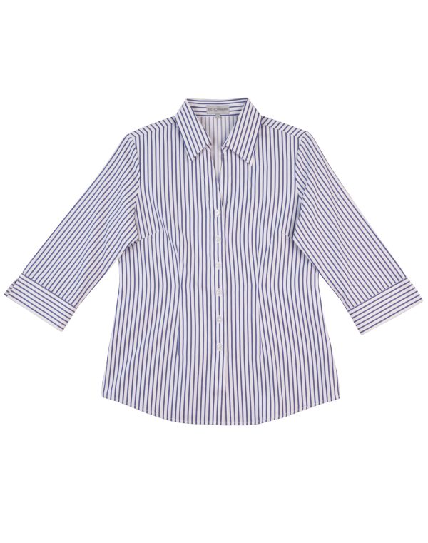 Women's Sateen Stripe 3/4 Sleeve Shirt - Image 3
