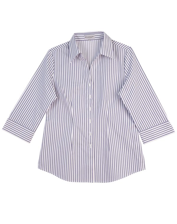 Women's Sateen Stripe 3/4 Sleeve Shirt - Image 4