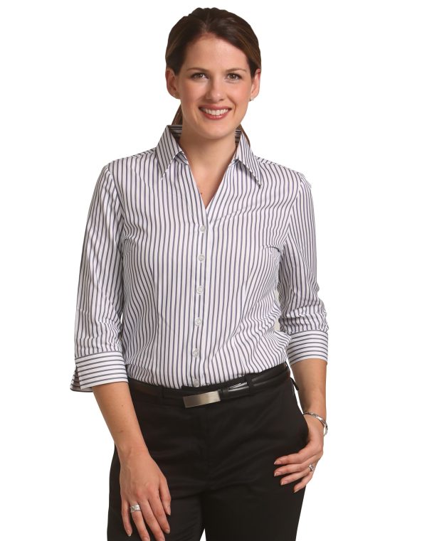 Women's Sateen Stripe 3/4 Sleeve Shirt - Image 2