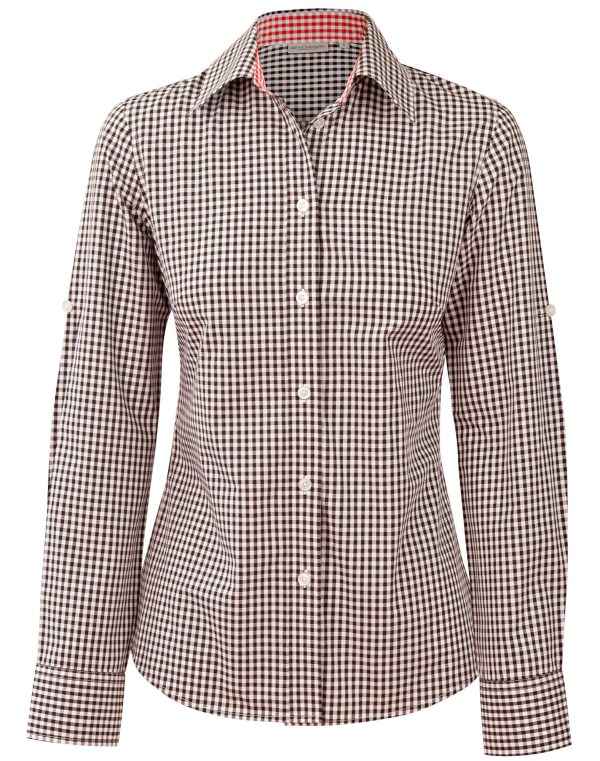 Women's Gingham Check Roll-up L/S Shirt - Image 3
