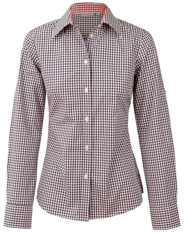 Women's Gingham Check Roll-up L/S Shirt - Image 4