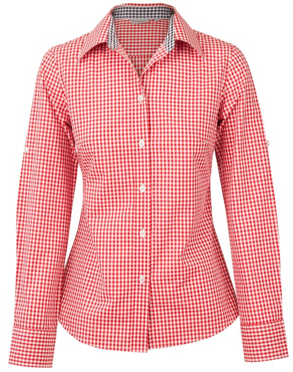 Women's Gingham Check Roll-up L/S Shirt - Image 5
