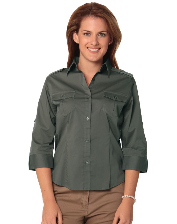 Women's 3/4 Sleeve Military Shirt - Image 4
