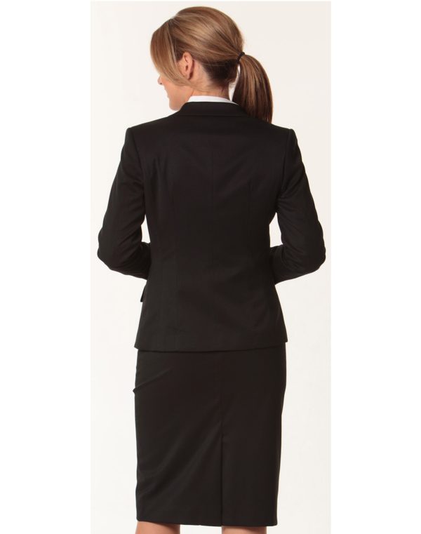 Women's One Button Cropped Jacket in Poly/Viscose Stretch - Image 2
