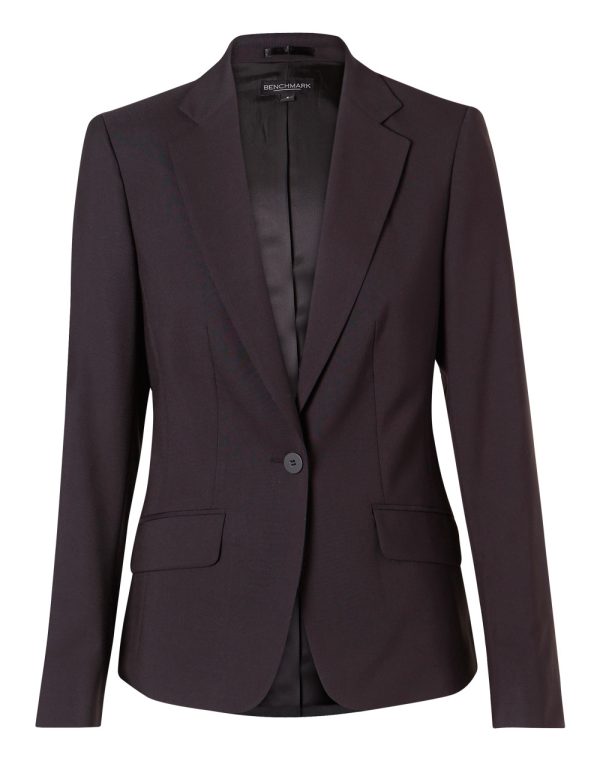 Women's One Button Cropped Jacket in Poly/Viscose Stretch - Image 3