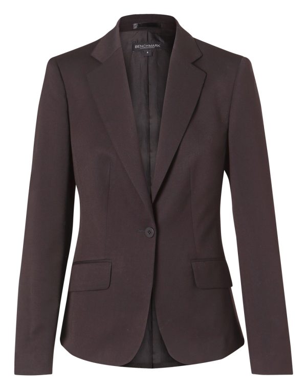 Women's One Button Cropped Jacket in Poly/Viscose Stretch - Image 4