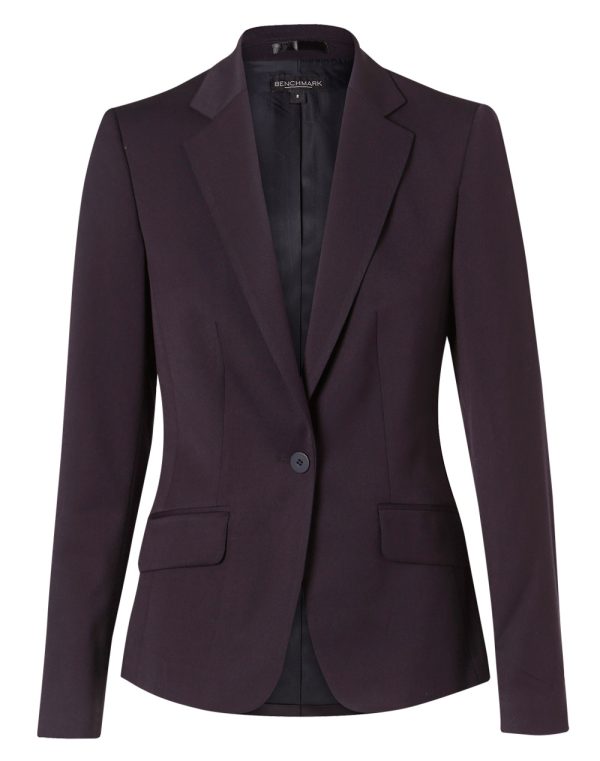 Women's One Button Cropped Jacket in Poly/Viscose Stretch - Image 5