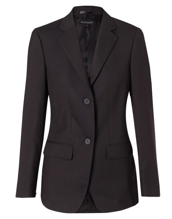 Women's Two Buttons Mid Length Jacket in Poly/Viscose Stretch - Image 4