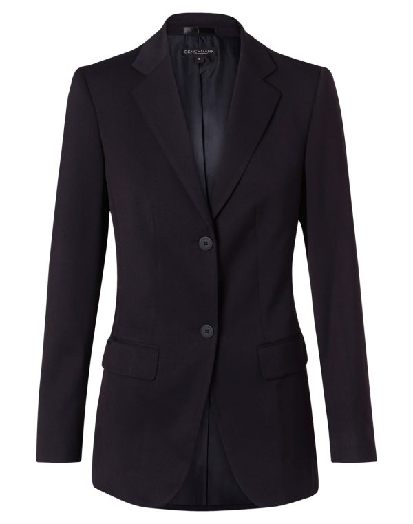 Women's Two Buttons Mid Length Jacket in Poly/Viscose Stretch - Image 5
