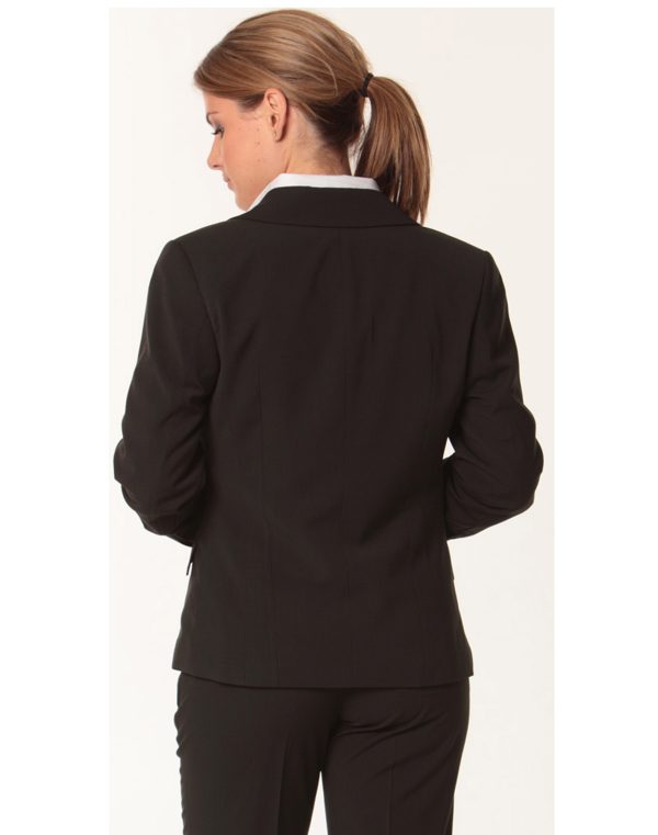 Women's One Button Cropped Jacket in Poly/Viscose Stretch Stripe - Image 2