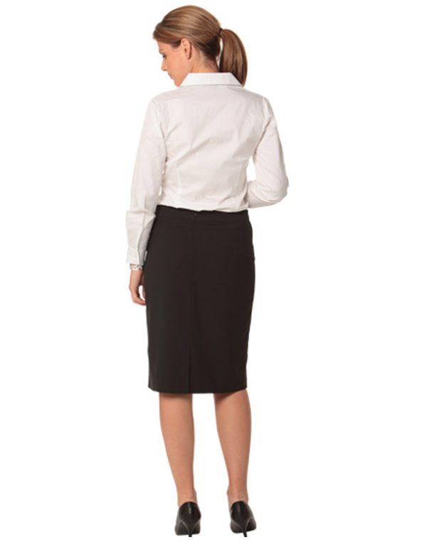 Women's Mid Length Lined Pencil Skirt in Poly/Viscose Stretch Stripe - Image 2