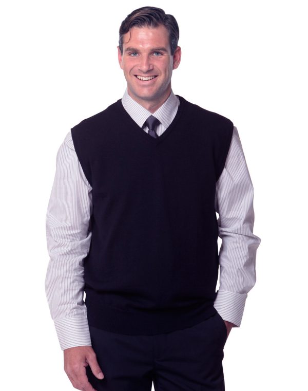 Men's 100% Merino Wool V Neck Vest - Image 2