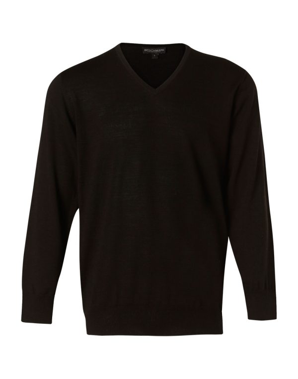 Men's 100% Merino Wool V Neck L/S Sweater - Image 3