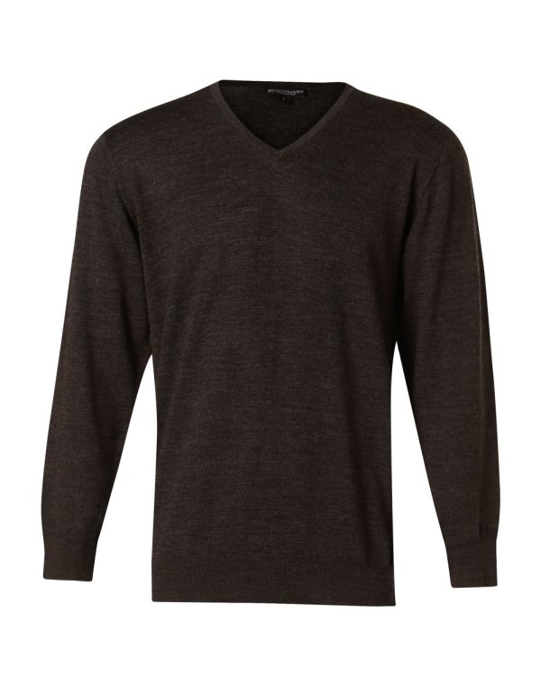 Men's 100% Merino Wool V Neck L/S Sweater - Image 4