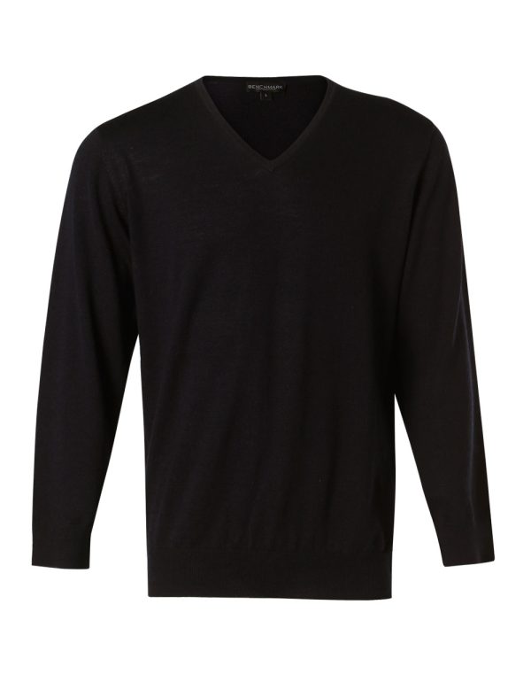 Men's 100% Merino Wool V Neck L/S Sweater - Image 5