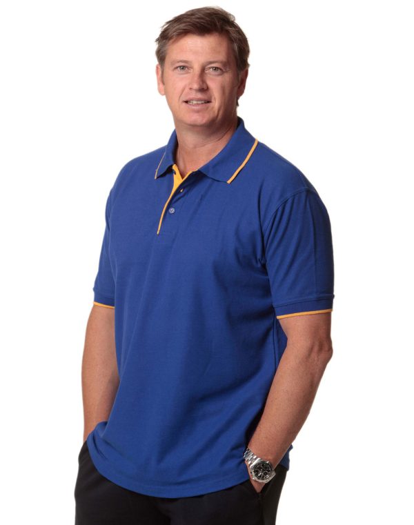 Mens S/L pique polo contrast