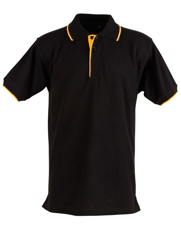 Mens S/L pique polo contrast - Image 3