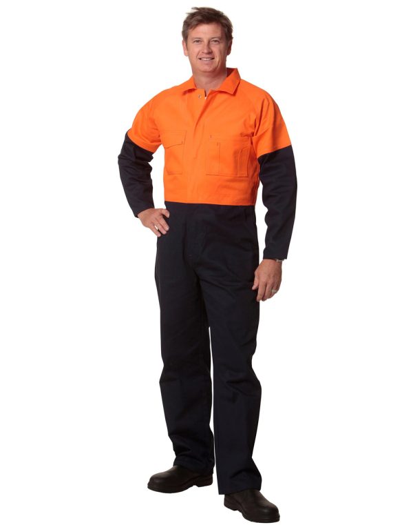 Hi-Vis Two Tone Men's Cotton Drill Coverall-Stout