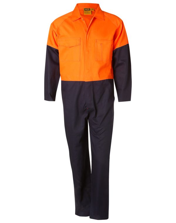 Hi-Vis Two Tone Men's Cotton Drill Coverall-Stout - Image 3
