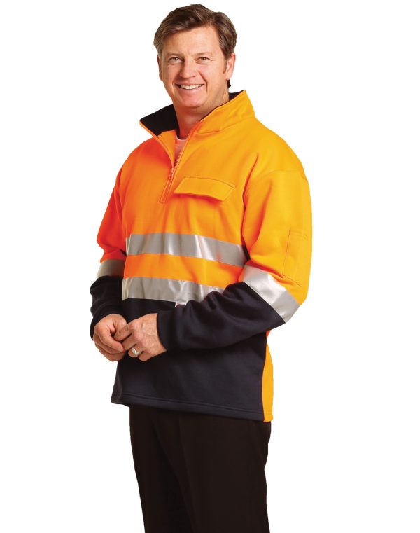 Hi-Vis Two Tone Cotton Fleecy Sweat With 3M tapes - Image 2