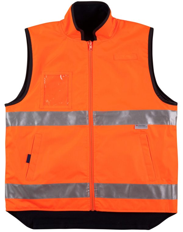Hi-Vis Reversible Mandarine Collar Safety Vest With 3M Tapes - Image 3