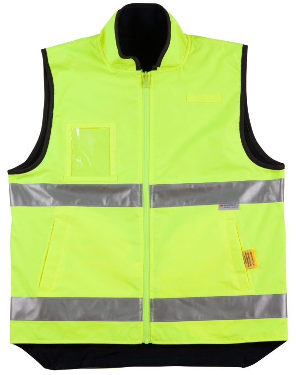Hi-Vis Reversible Mandarine Collar Safety Vest With 3M Tapes - Image 4