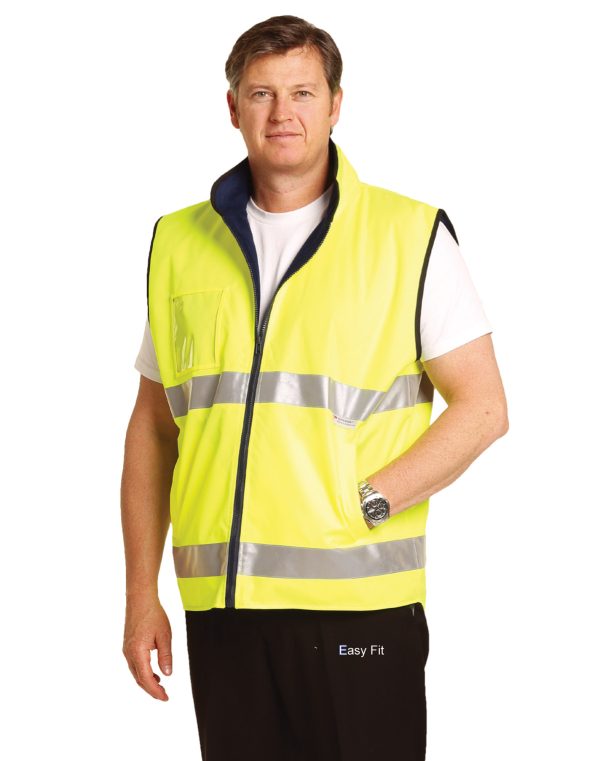 Hi-Vis Reversible Mandarine Collar Safety Vest With 3M Tapes - Image 2
