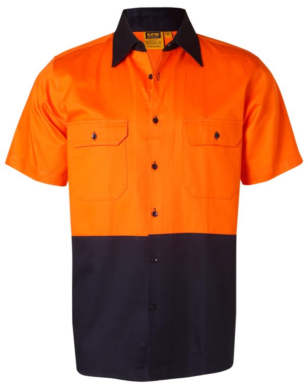 Hi-Vis two tone S/S cotton work shirt - Image 3