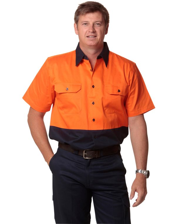 Hi-Vis two tone S/S cotton work shirt - Image 2