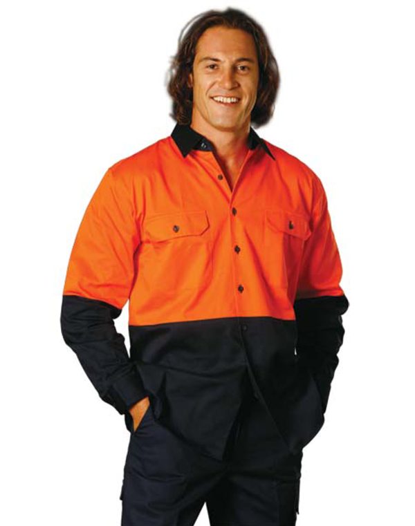 Hi-Vis cotton drill shirt L/S - Image 2