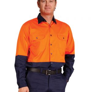 Hi-Vis two tone Cool-Breeze L/S cotton work shirt