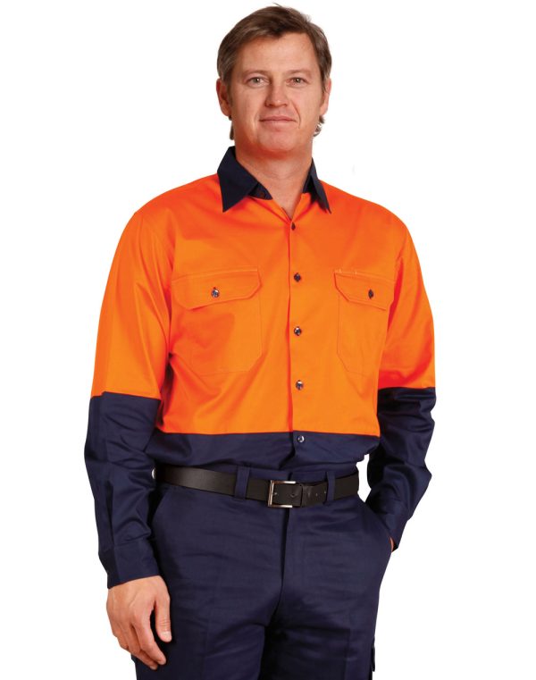 Hi-Vis two tone Cool-Breeze L/S cotton work shirt